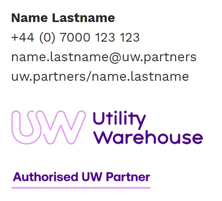 Utility Warehouse Partner Email Signature